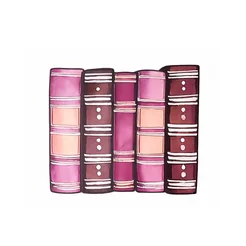 Free book club clipart of vertical stacked books in plum tones